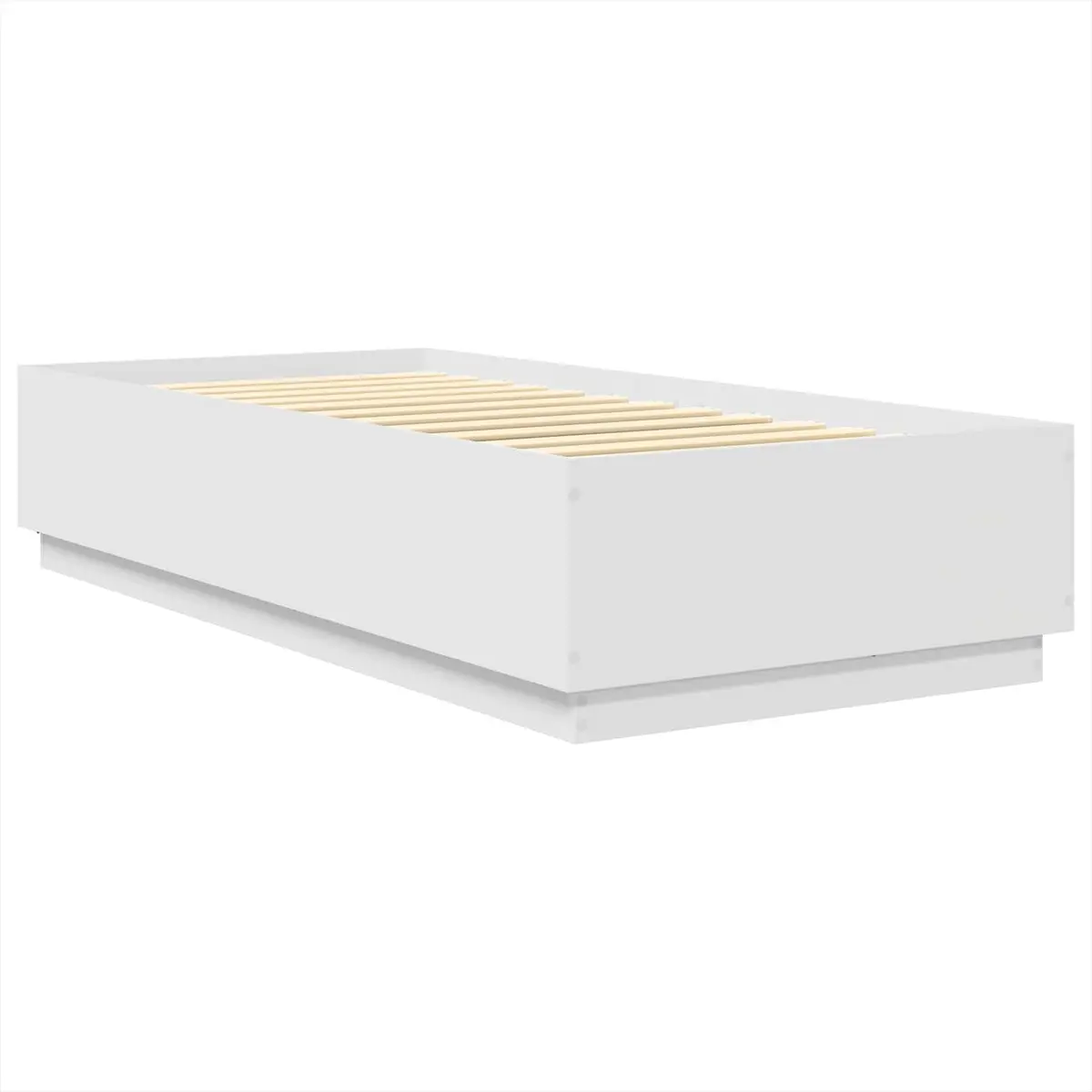 White Bed Frame with Headboard and LED Lights 90 x 190 cm