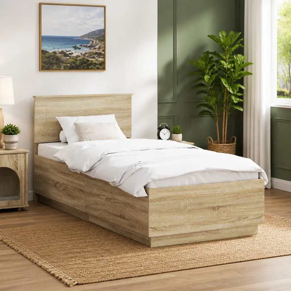 Bed Frame with LED and USB Port
