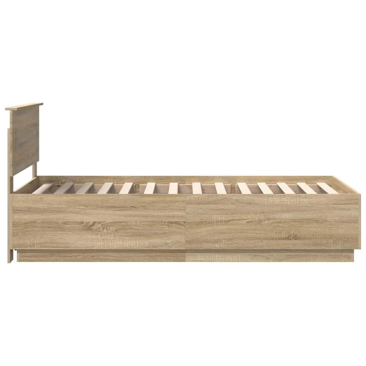 Bed Frame with Headboard Brown Engineered Wood 90 x 190 cm LED USB Charging