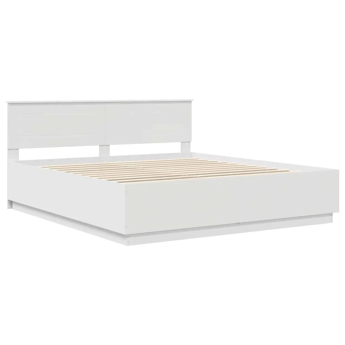 Bed Frame with Wall-Mounted Headboard White 180 x 200 cm Modern Bedroom