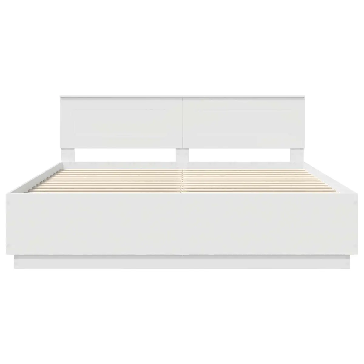 Bed Frame with Wall-Mounted Headboard White 180 x 200 cm Modern Bedroom