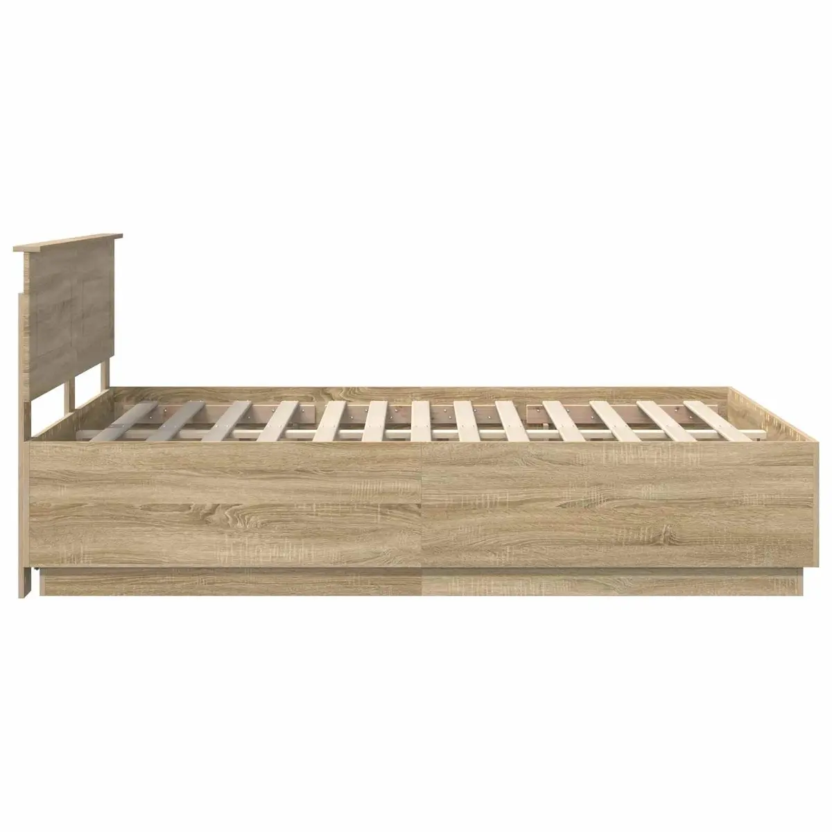 Bed Frame 150 x 200 cm Brown Modern Wall-Mounted Headboard Engineered Wood