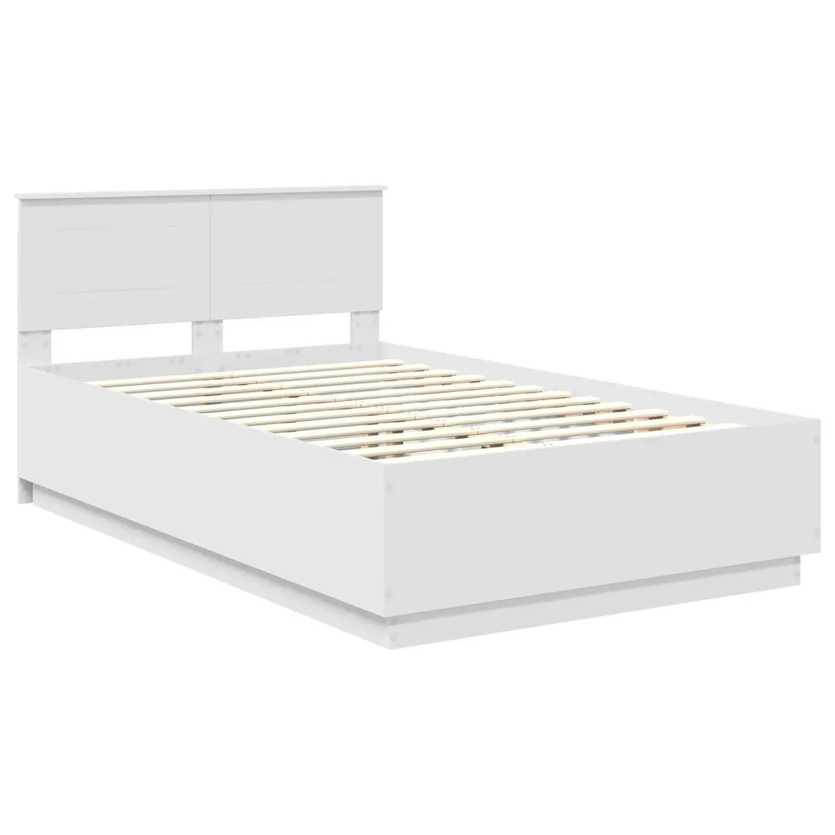 Bed Frame Wall-Mounted Headboard White 135 x 190 cm Modern
