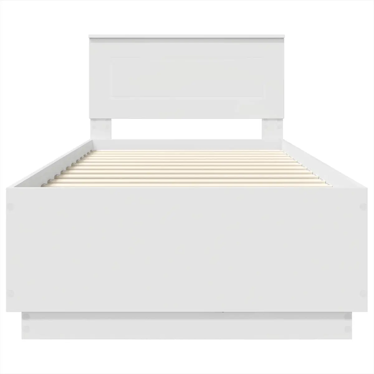 White Bed Frame with Adjustable Wall-Mounted Headboard