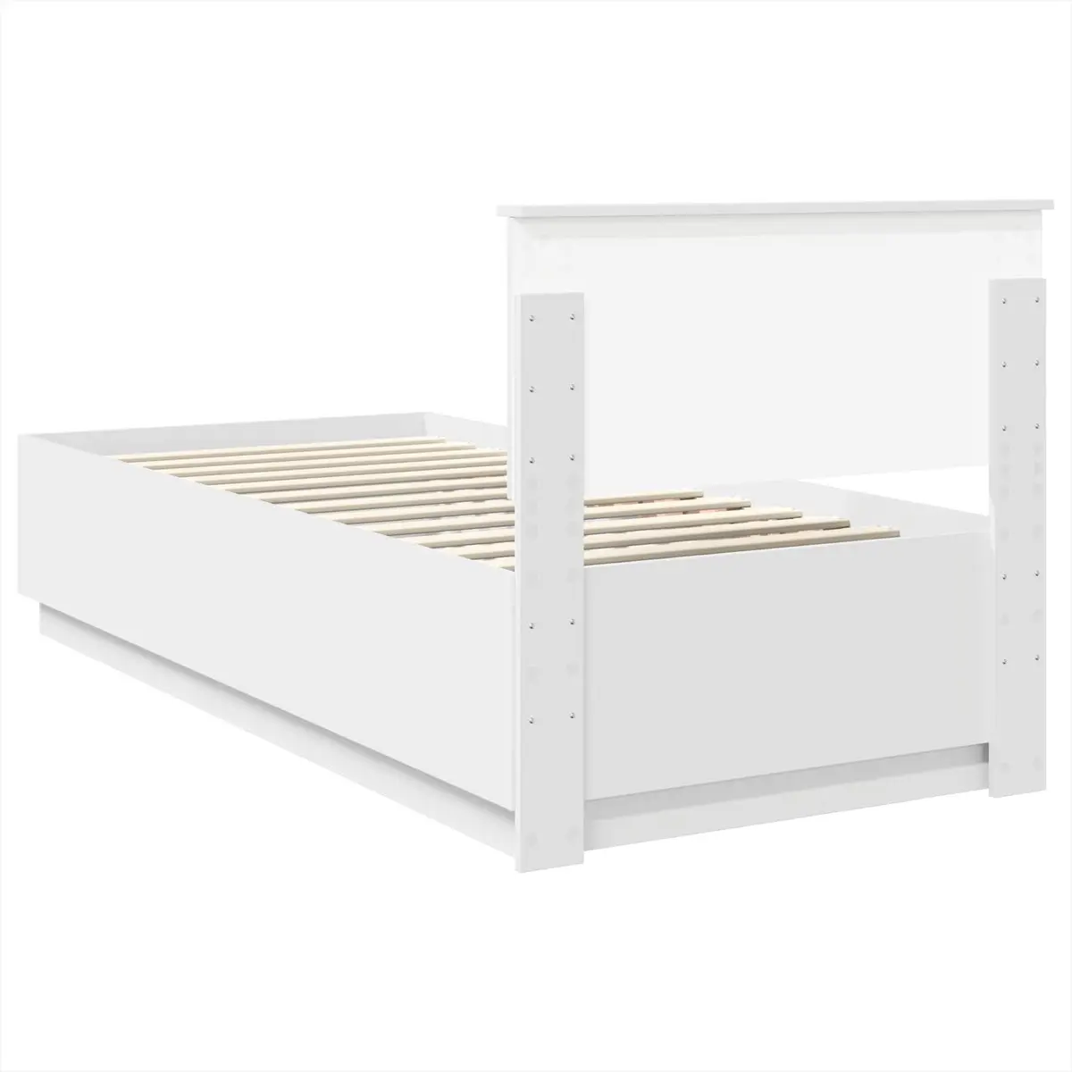 White Bed Frame with Adjustable Wall-Mounted Headboard