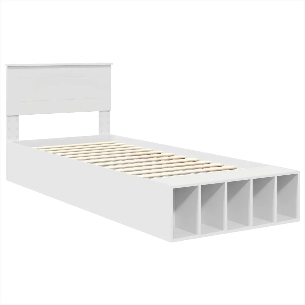 Bed Frame with Storage Shelf White 90 x 190 cm Adjustable Footboard