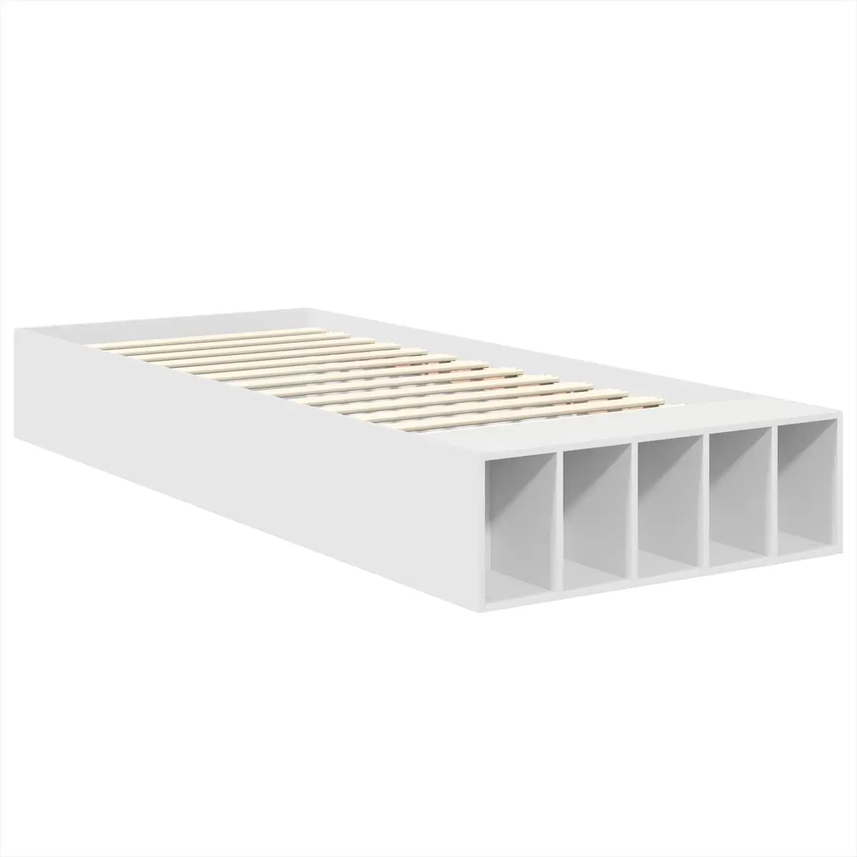 Bed Frame with Storage Shelf White 90 x 190 cm Adjustable Footboard