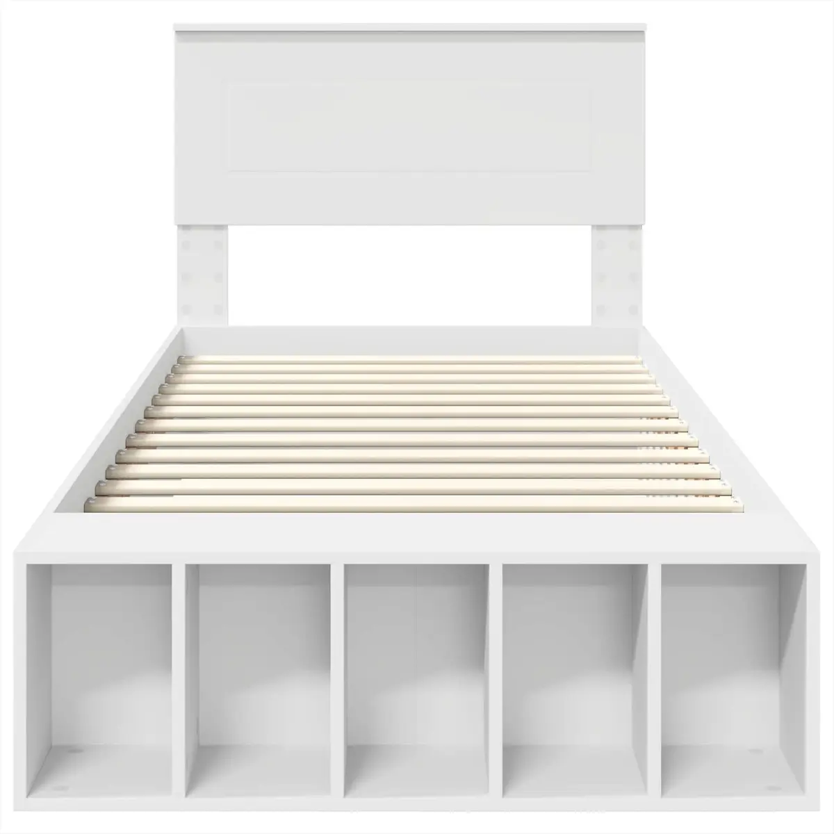 Bed Frame with Storage Shelf White 90 x 190 cm Adjustable Footboard