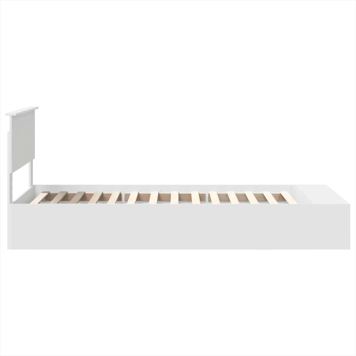 Bed Frame with Storage Shelf White 90 x 190 cm Adjustable Footboard