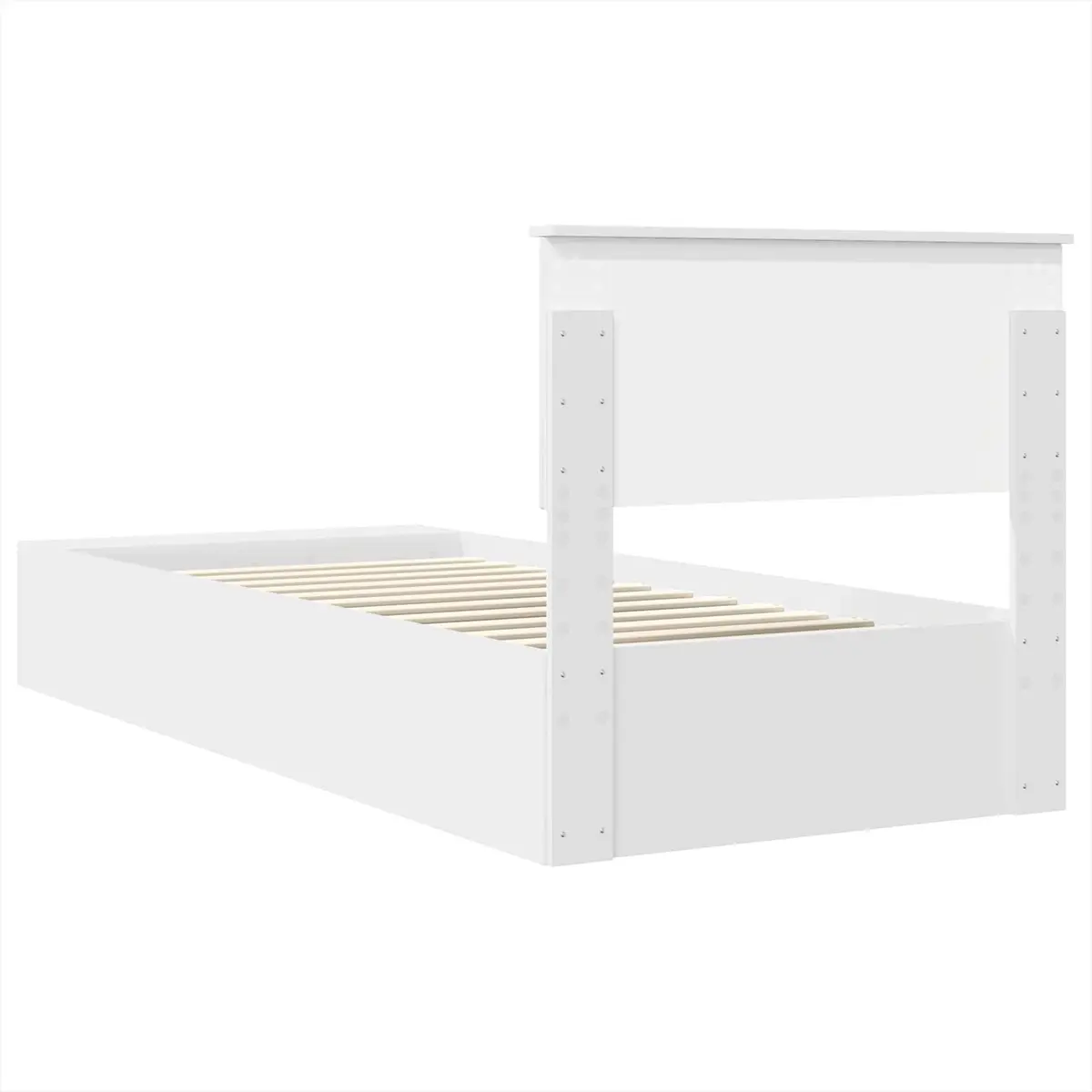 Bed Frame with Storage Shelf White 90 x 190 cm Adjustable Footboard