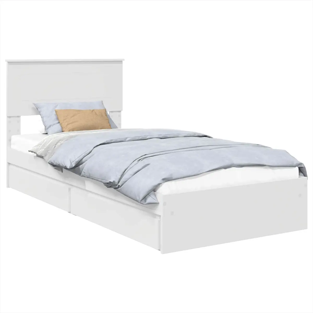 Storage Bed Frame with Drawer Modern White 90 x 190 cm
