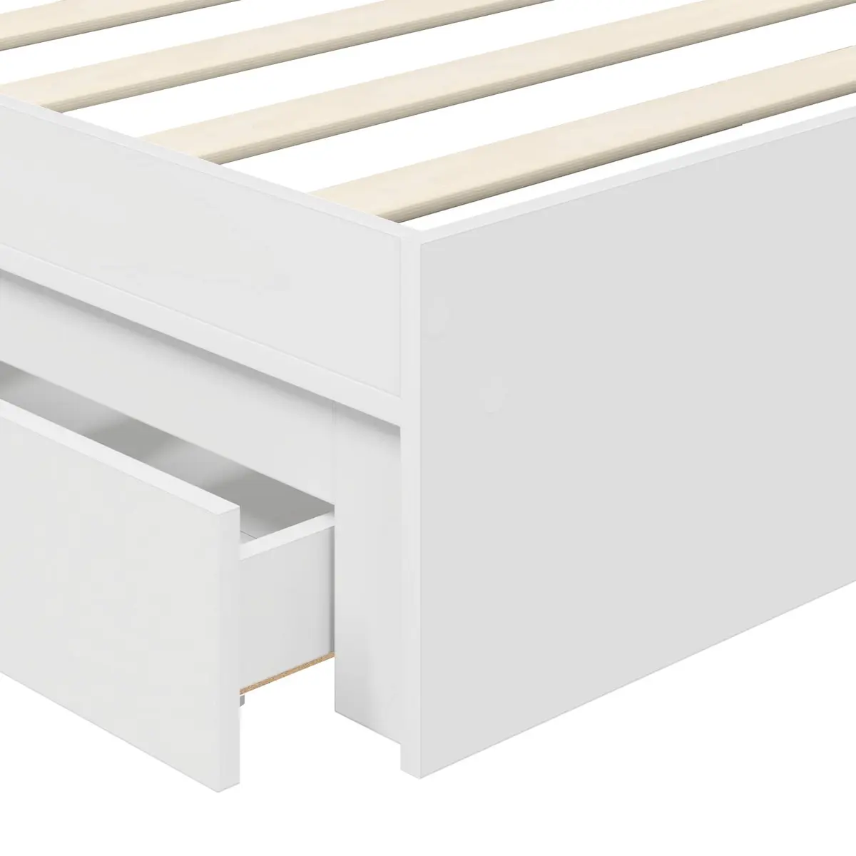 Storage Bed Frame with Drawer Modern White 90 x 190 cm
