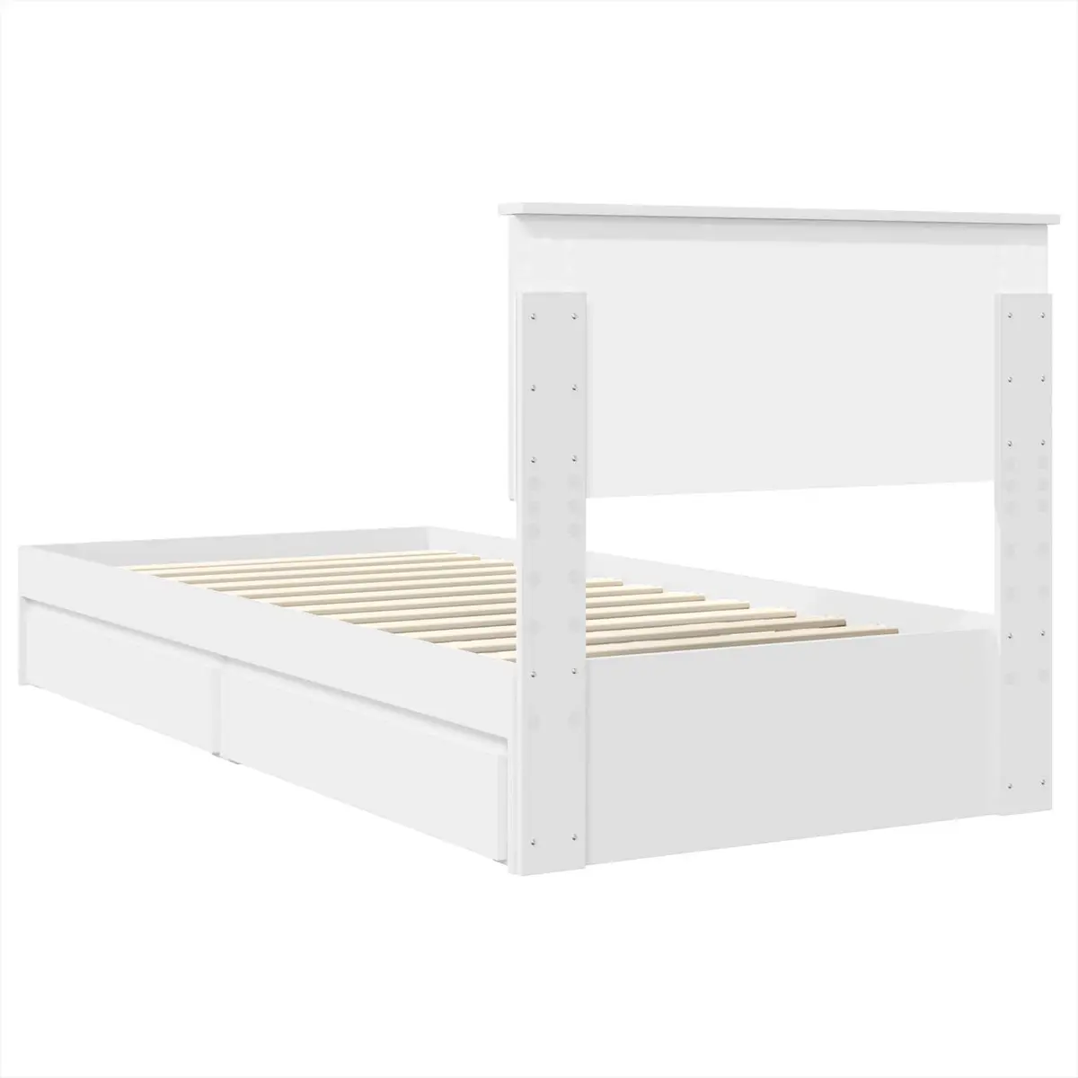 Storage Bed Frame with Drawer Modern White 90 x 190 cm