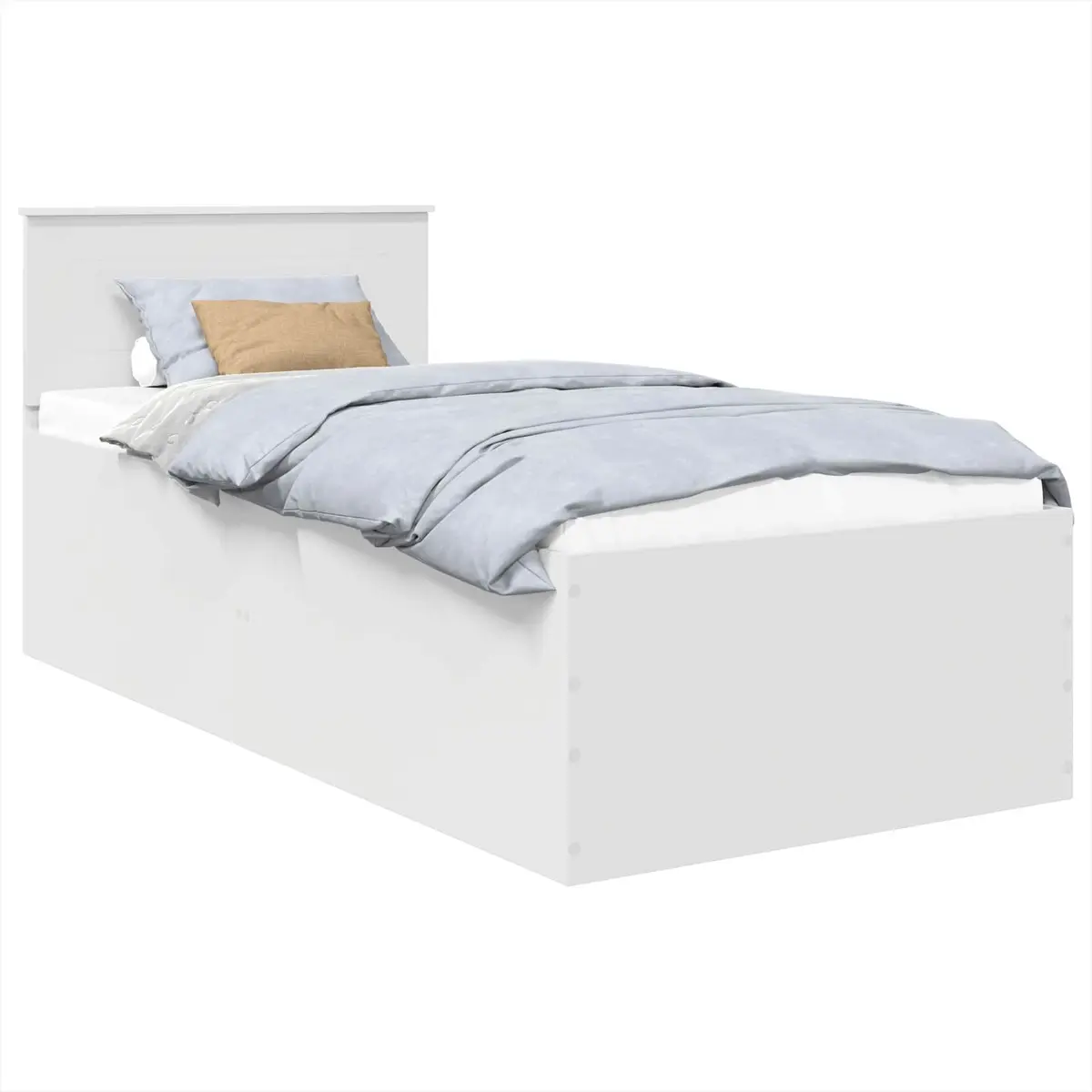 Bed Frame with Headboard White 90 x 190 cm Modern Bedroom Engineered Wood