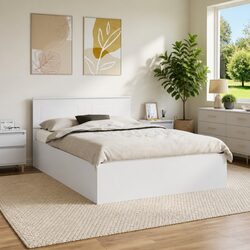 Friendly White Bed Frame with Headboard 150 x 200 cm