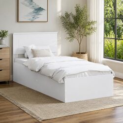 Comfortable Bed Frame with Headboard in White Color