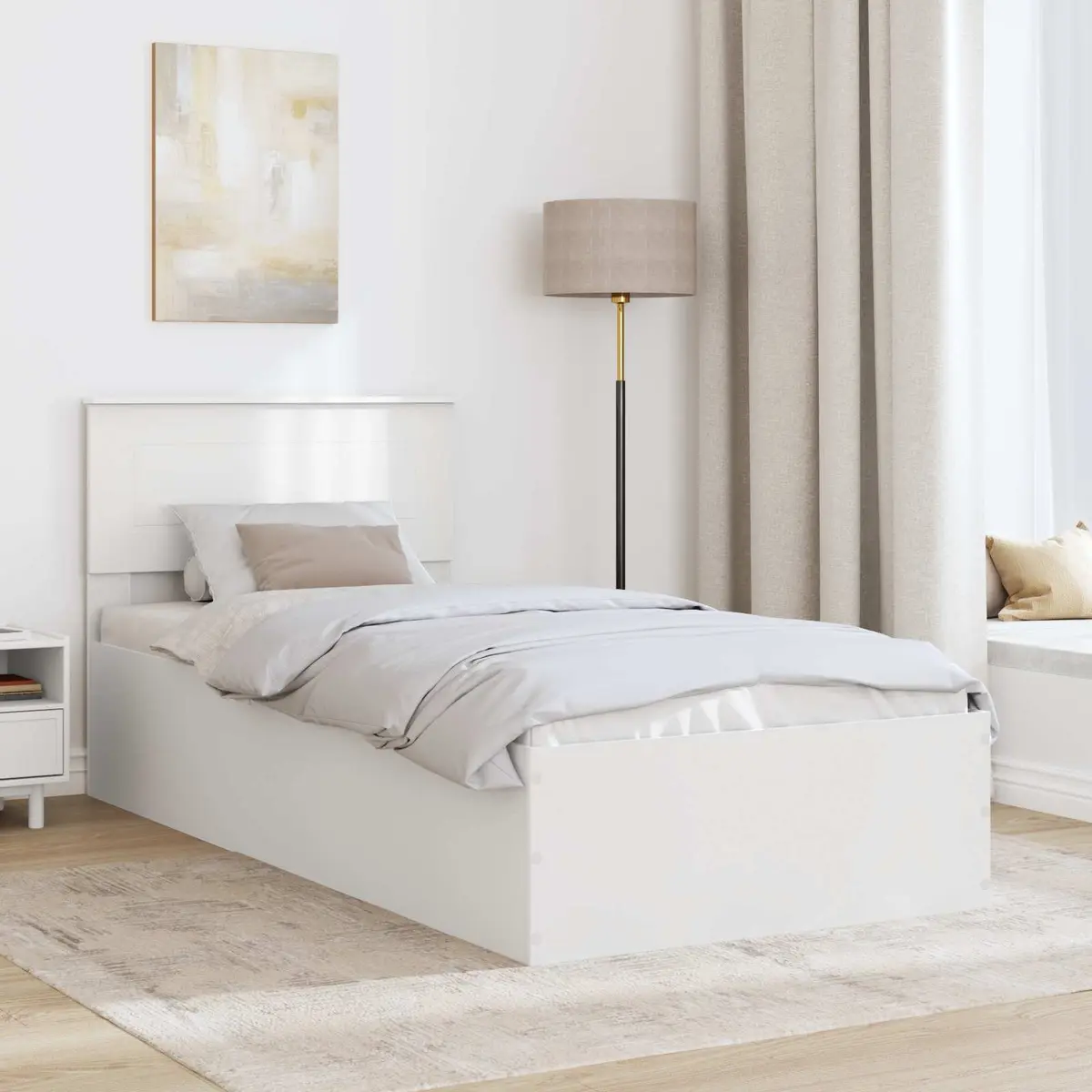 Bed Frame with Headboard Modern Platform White 90 x 190 cm