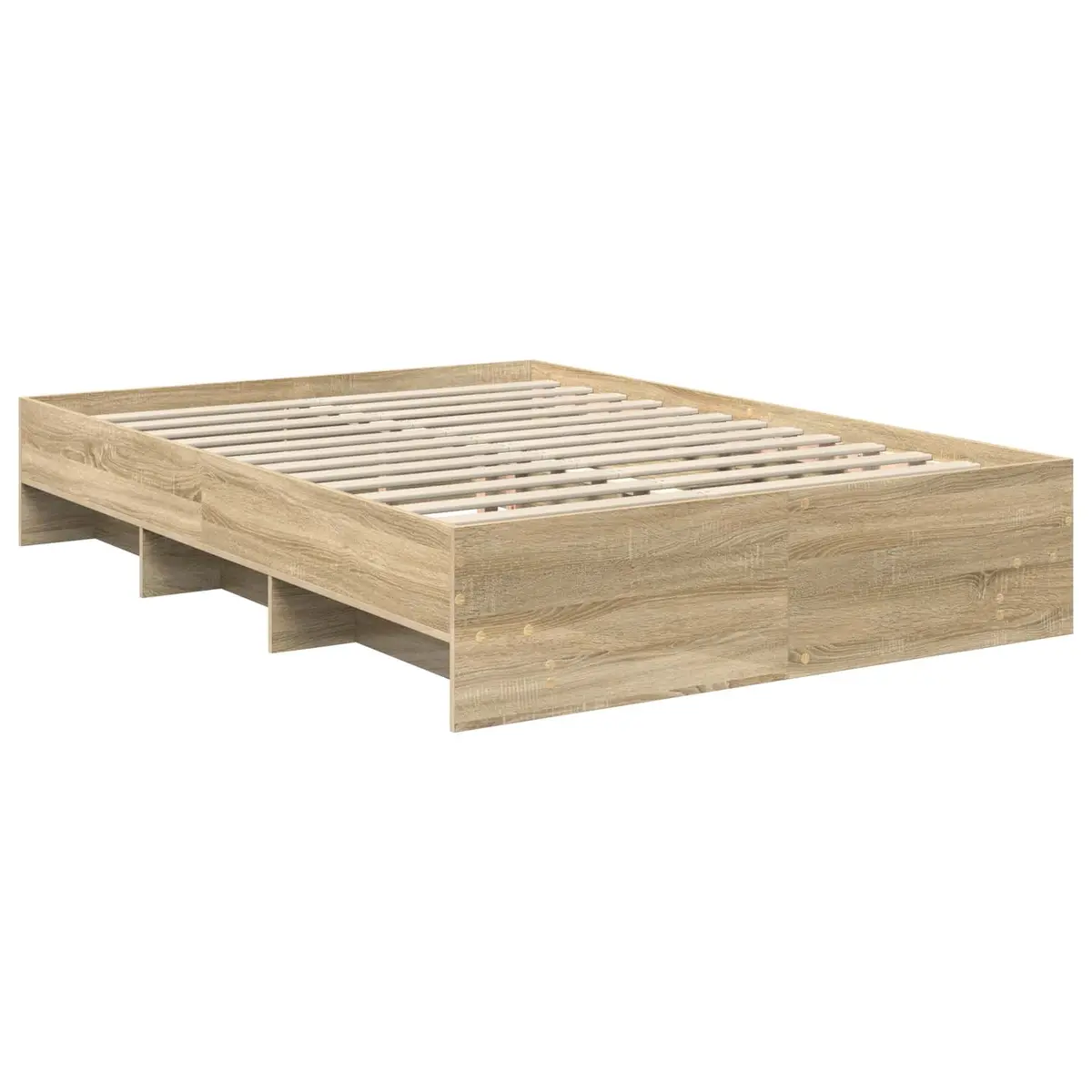 Bed Frame 150 x 200 cm Modern Engineered Wood with Headboard Brown Bedroom