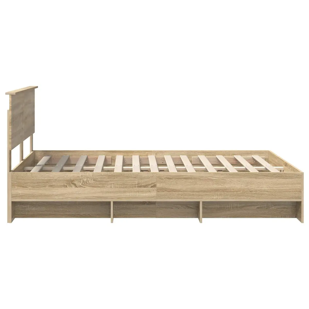 Bed Frame 150 x 200 cm Modern Engineered Wood with Headboard Brown Bedroom