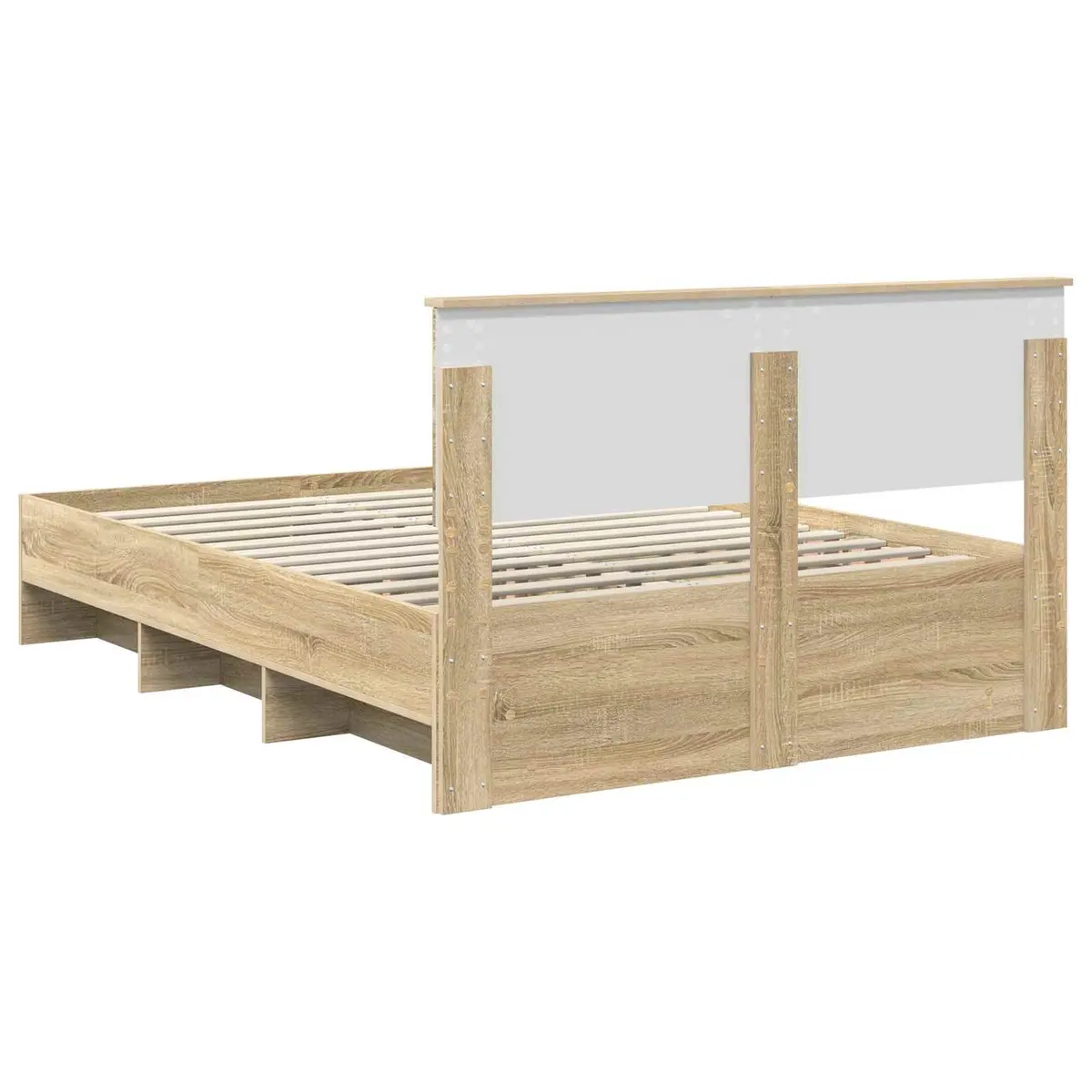 Bed Frame 150 x 200 cm Modern Engineered Wood with Headboard Brown Bedroom