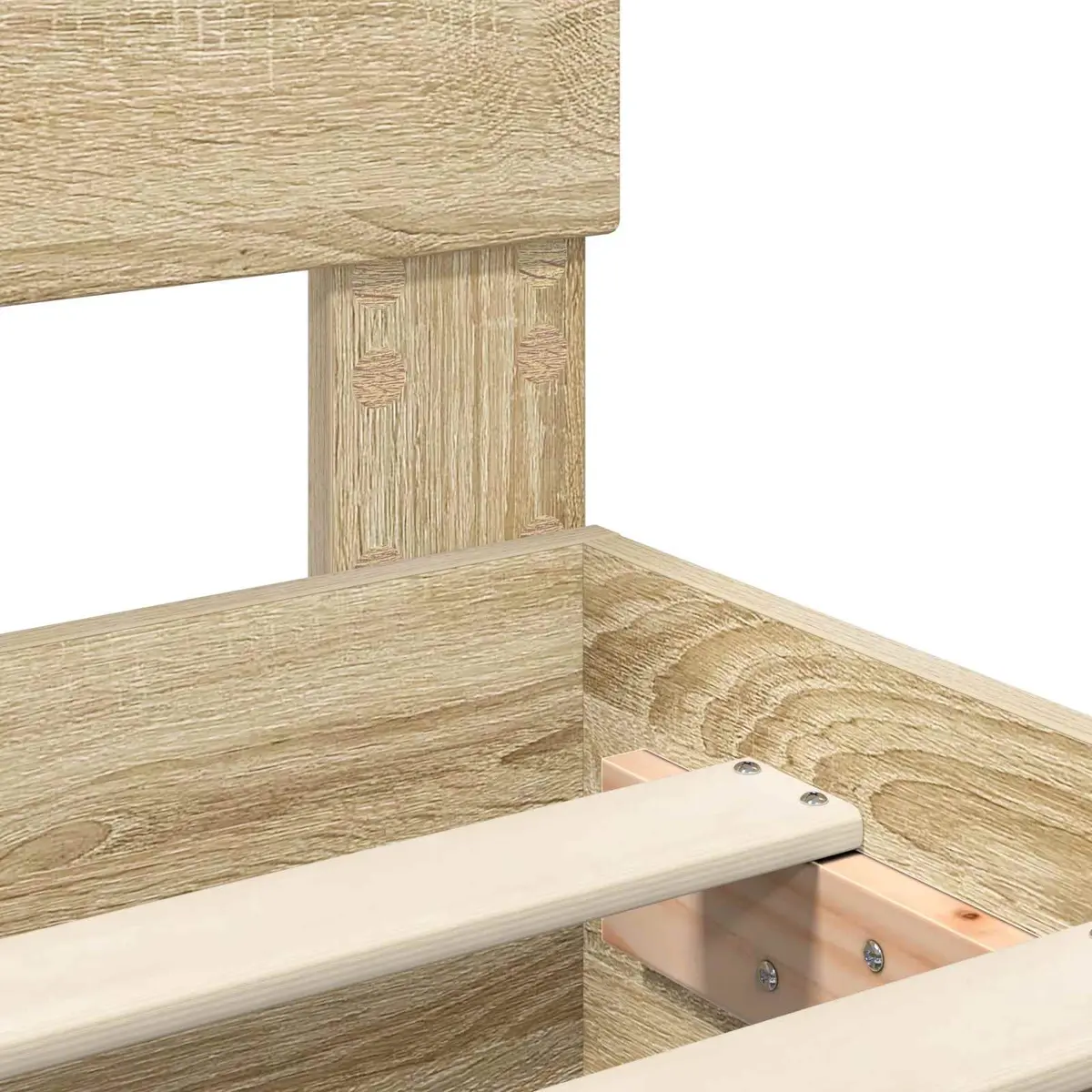 Bed Frame 150 x 200 cm Modern Engineered Wood with Headboard Brown Bedroom