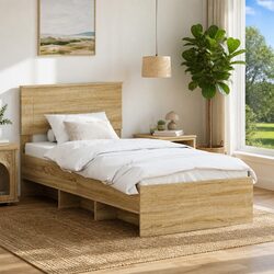 Make Your Bedroom Cozy with This Brown Bed Frame and Headboard