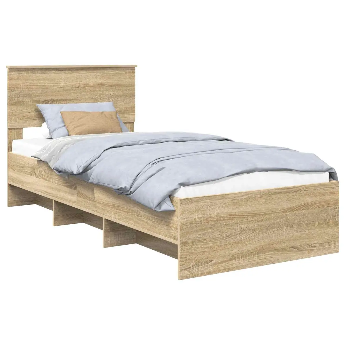 Bed Frame with Headboard Brown 90 x 200 cm Engineered Wood Modern