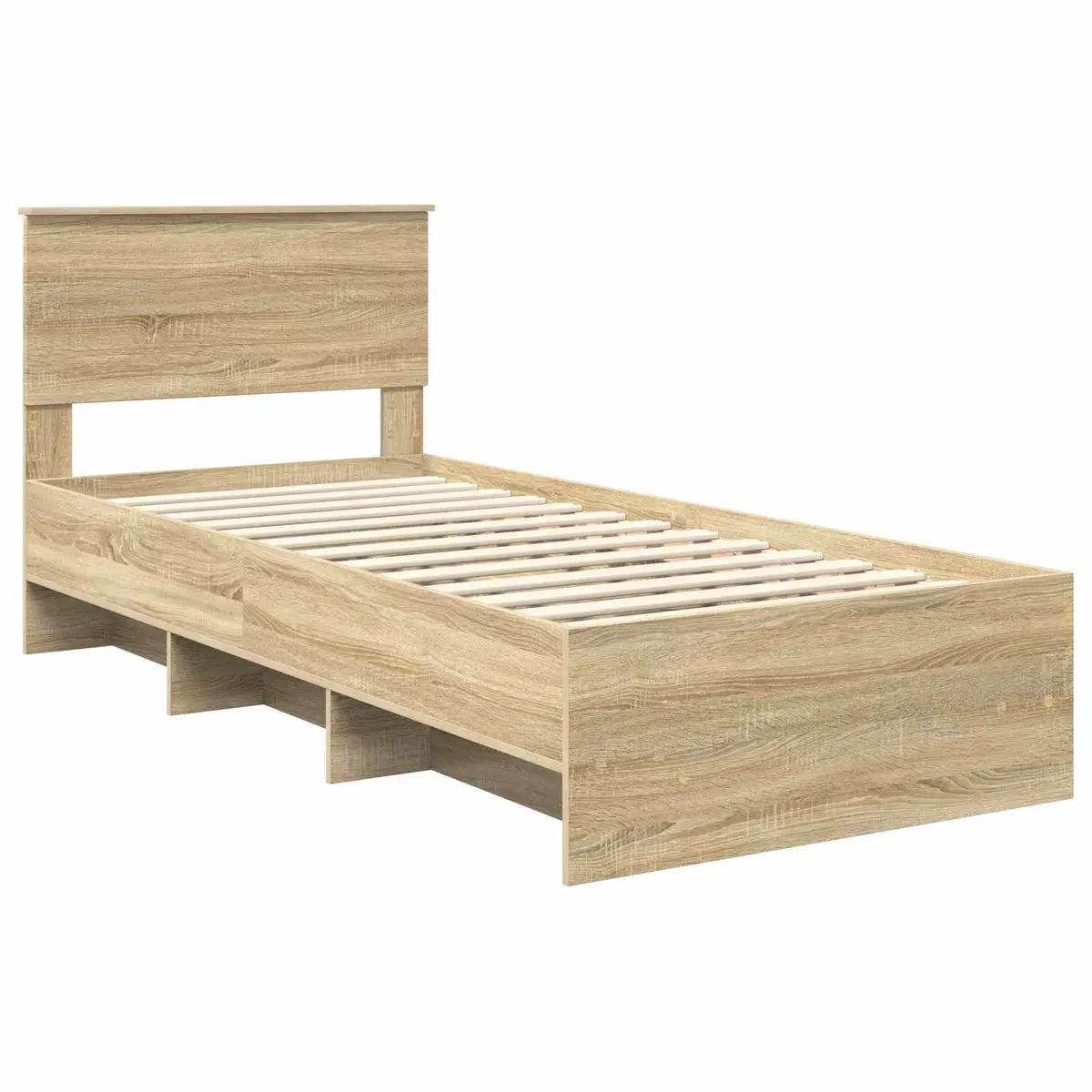 Bed Frame with Headboard Brown 90 x 200 cm Engineered Wood Modern