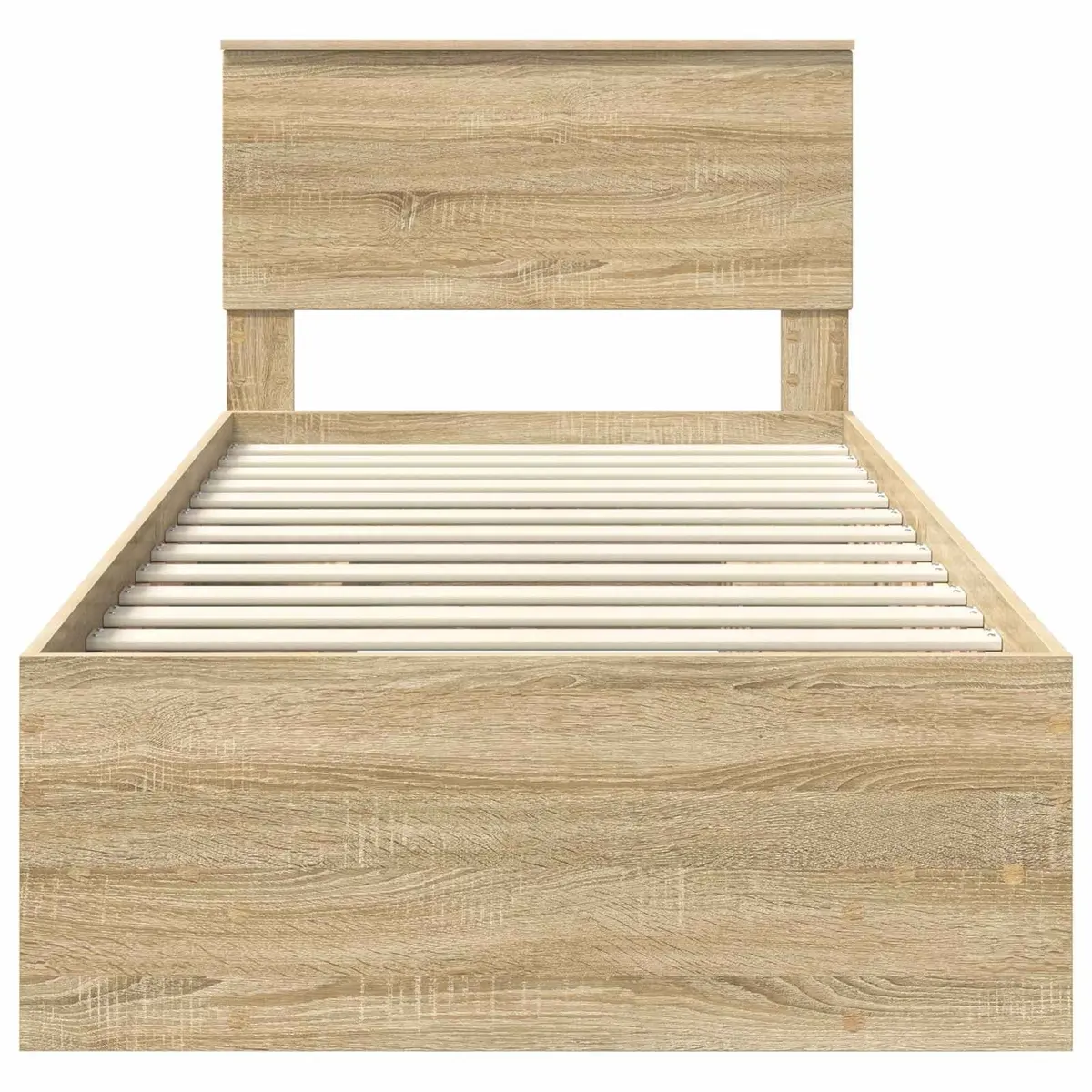 Bed Frame with Headboard Brown 90 x 200 cm Engineered Wood Modern