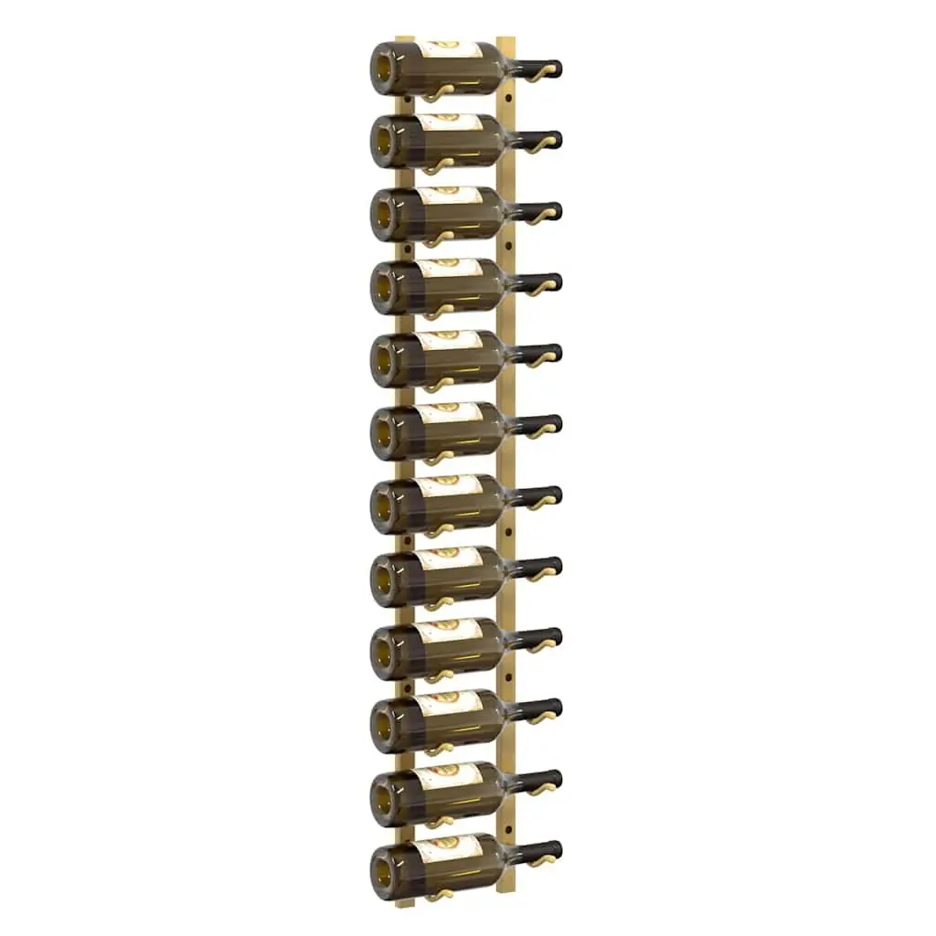 Wall Mounted Wine Rack Gold Iron 12 Bottle Storage Holder Home Kitchen Bar