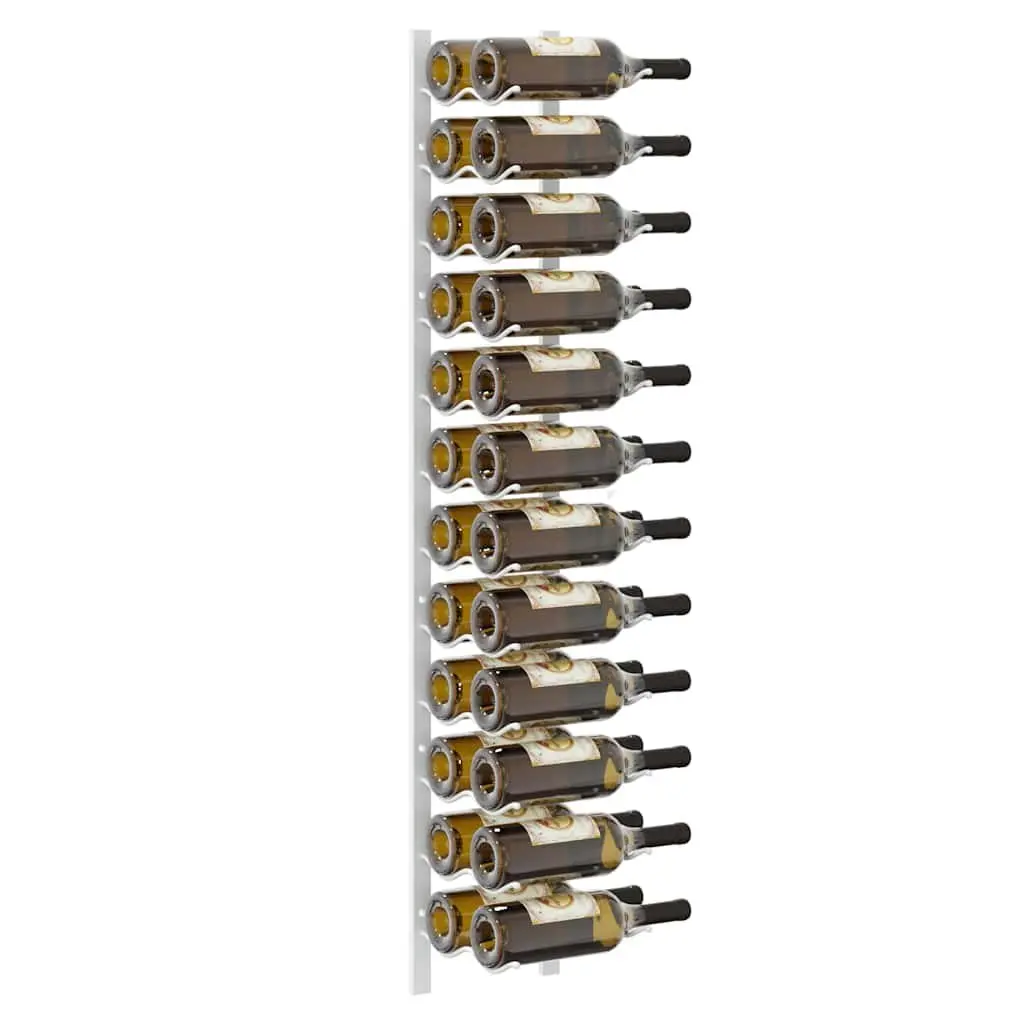 Wall Mounted Wine Rack for 24 Bottles White Iron Storage Organiser Set 2 pcs