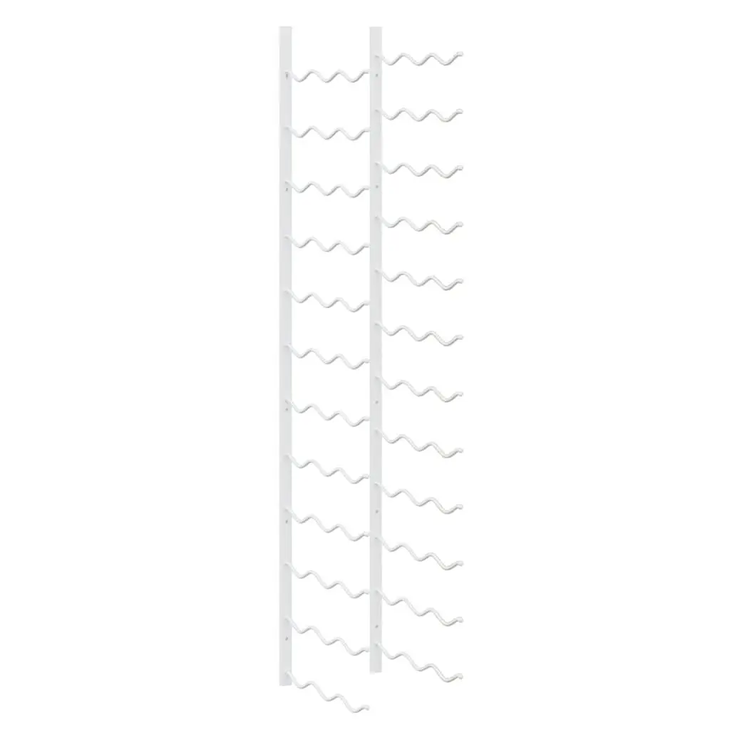 Wall Mounted Wine Rack 36 Bottles Storage White Iron Organizer Set 2 pcs