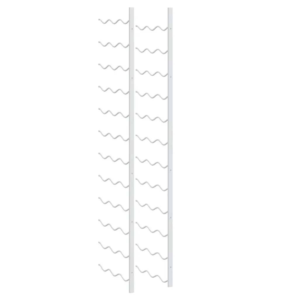 Wall Mounted Wine Rack 36 Bottles Storage White Iron Organizer Set 2 pcs