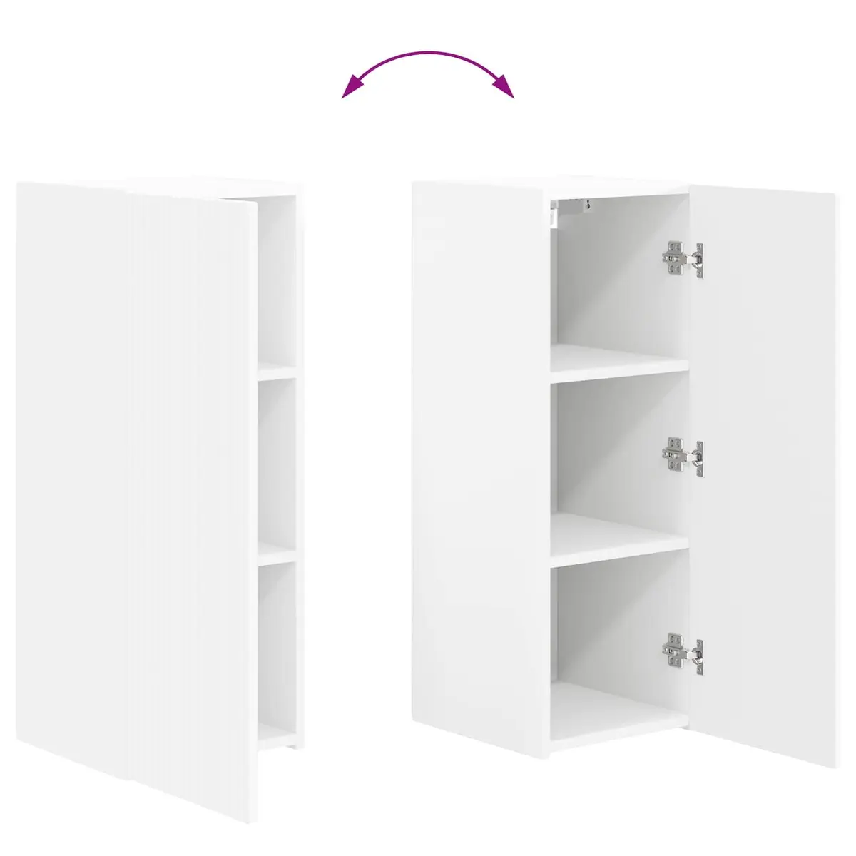 TV Wall Cabinet Set 4 Pcs White Modern Wall-Mounted Storage Shelves Living Room