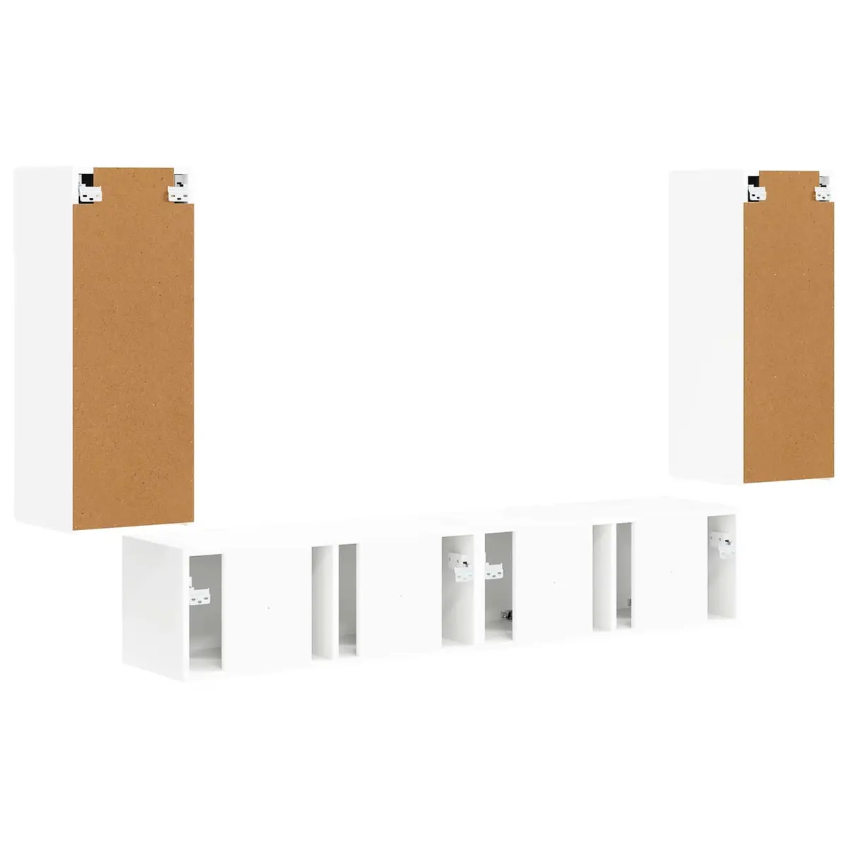 TV Wall Cabinet Set 4 Pcs White Modern Wall-Mounted Storage Shelves Living Room