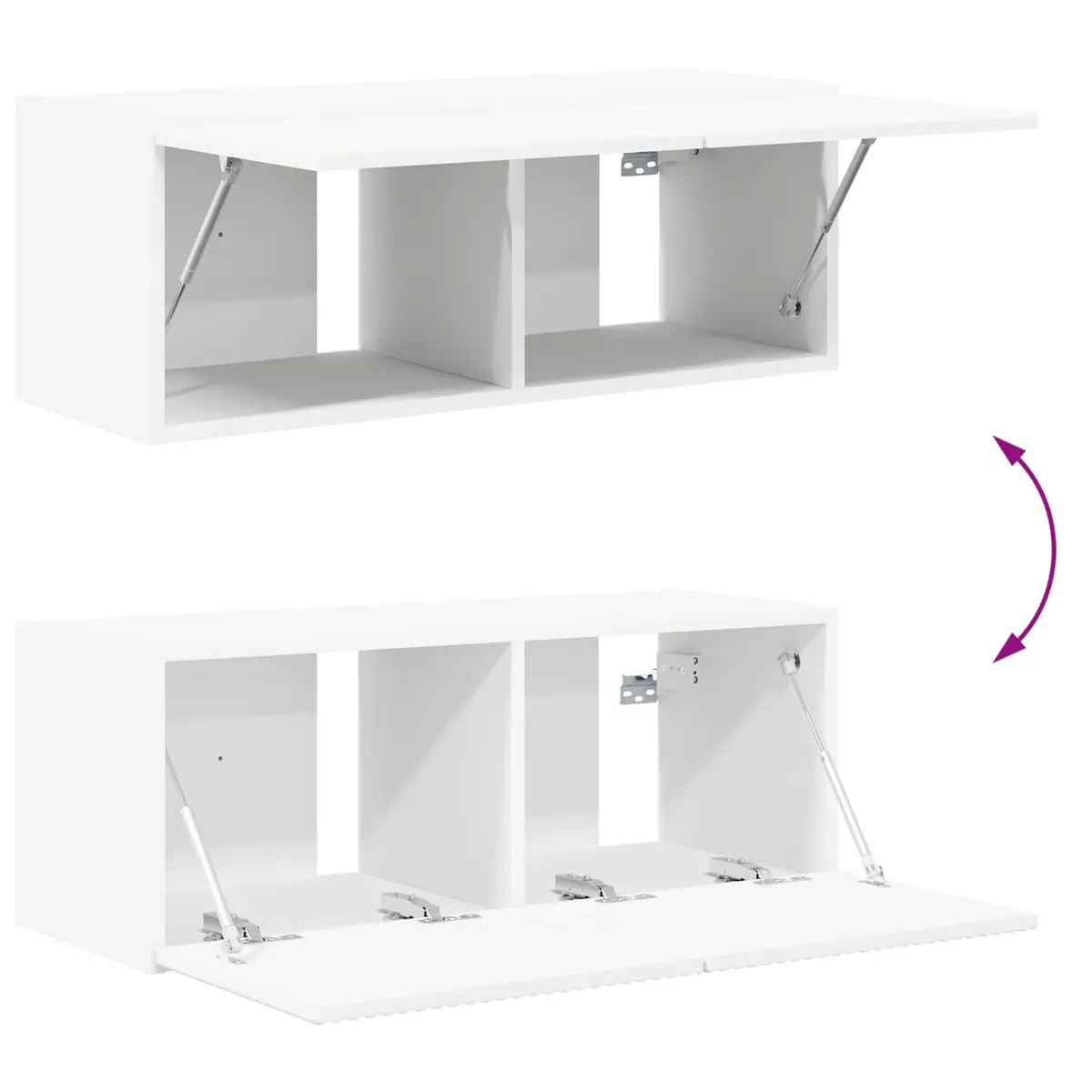 TV Wall Cabinet Set 4 Pcs White Modern Wall-Mounted Storage Shelves Living Room