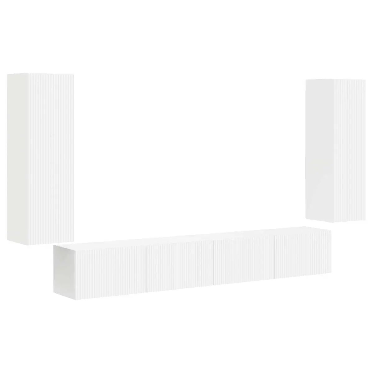 4-Piece White TV Cabinet for Media Organization