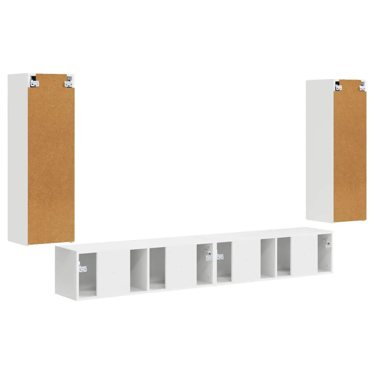 4-Piece White TV Cabinet for Media Organization