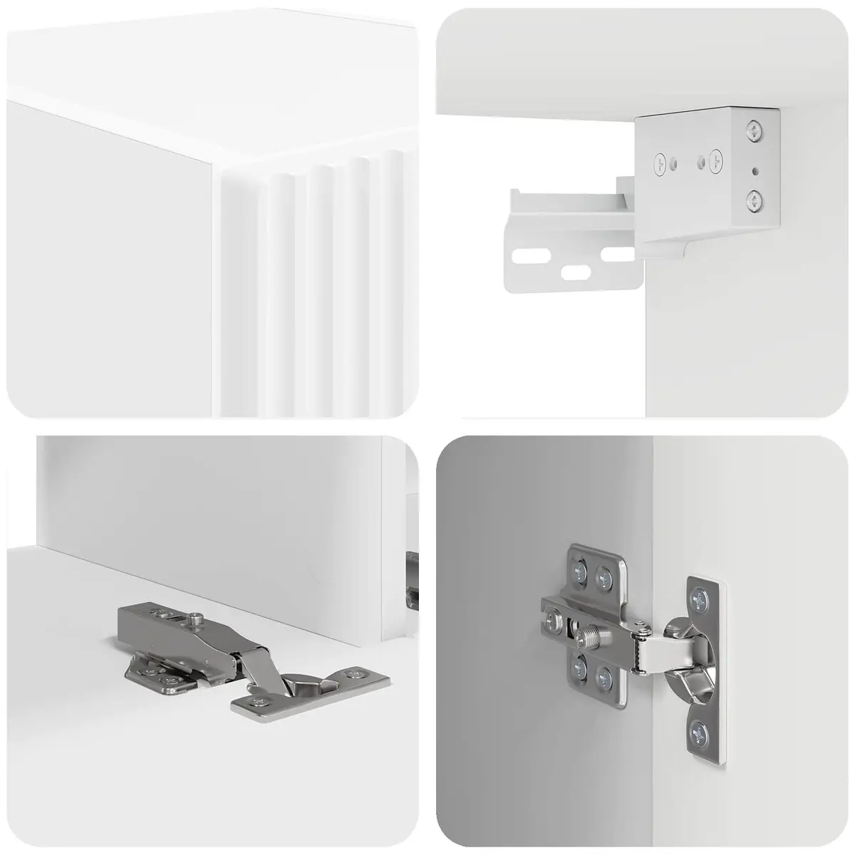 4-Piece White TV Cabinet for Media Organization