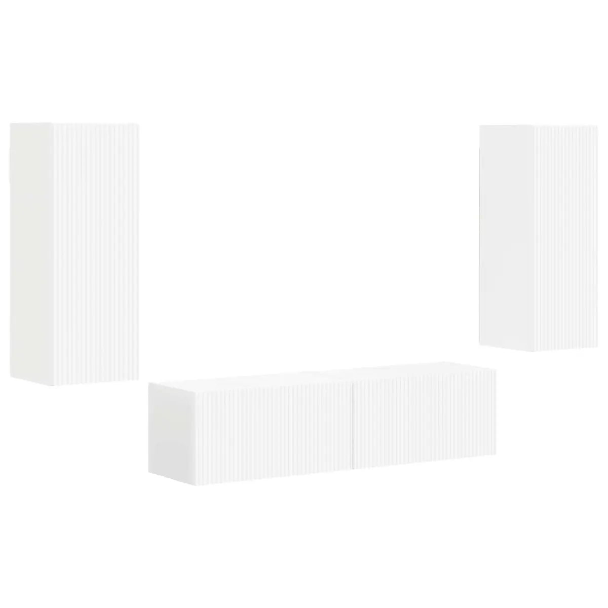 Wall-mounted TV Cabinet Set White Modern Storage Unit 2 Pieces