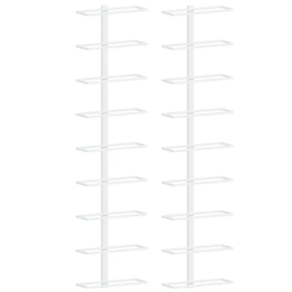Wall-Mounted Wine Rack 9 Bottle Holder White Iron Storage Kitchen Organizer 2