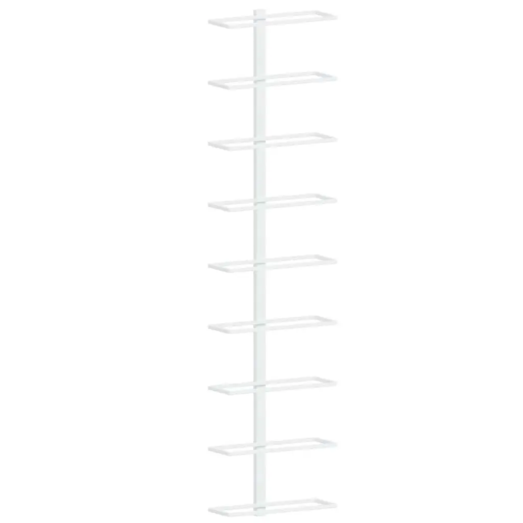 Wall-Mounted Wine Rack 9 Bottle Holder White Iron Storage Kitchen Organizer 2
