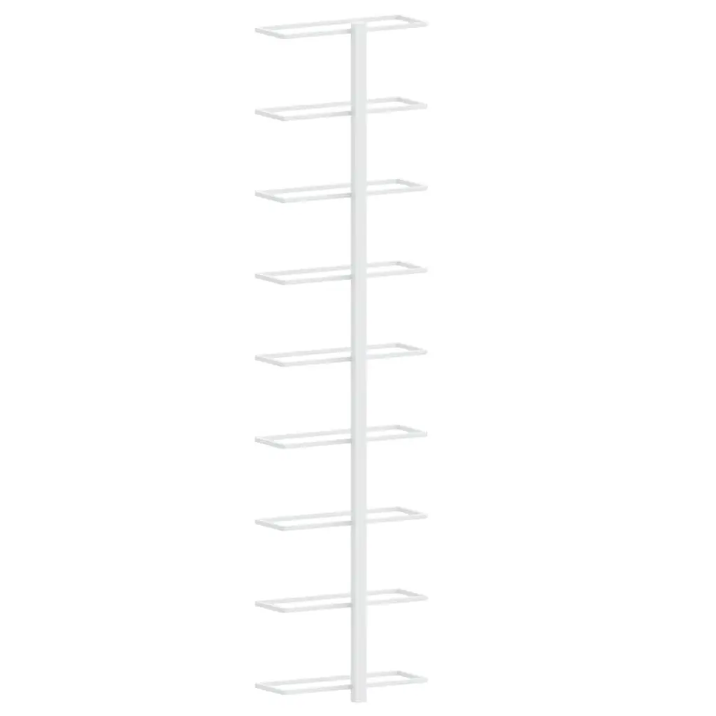 Wall-Mounted Wine Rack 9 Bottle Holder White Iron Storage Kitchen Organizer 2