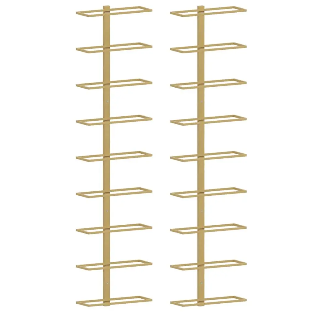 Wall-mounted Wine Rack Gold Iron 9 Bottles Storage Organiser