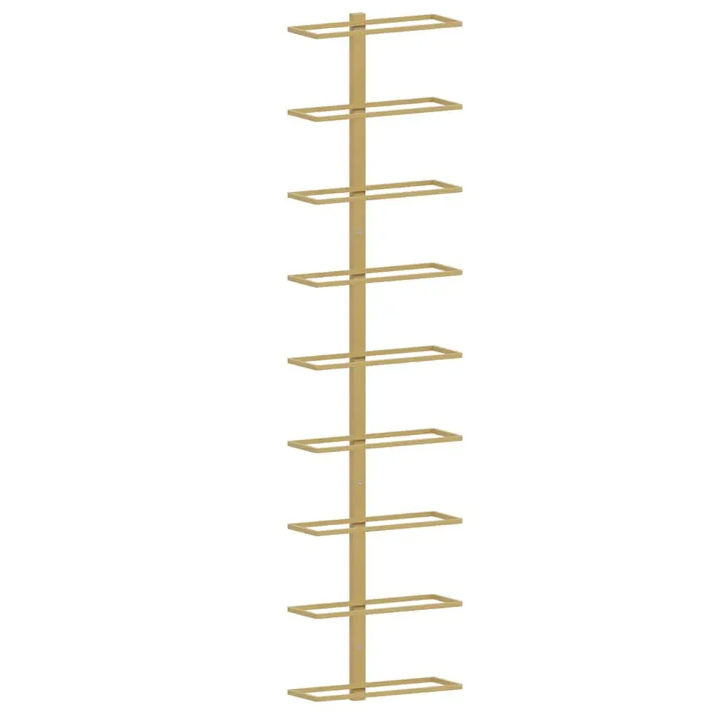 Wall-mounted Wine Rack Gold Iron 9 Bottles Storage Organiser