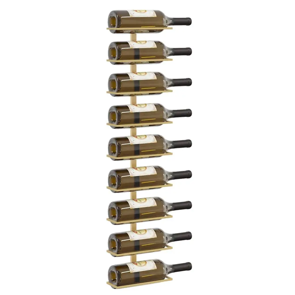Wall-mounted Wine Rack Gold Iron 9 Bottles Storage Organiser