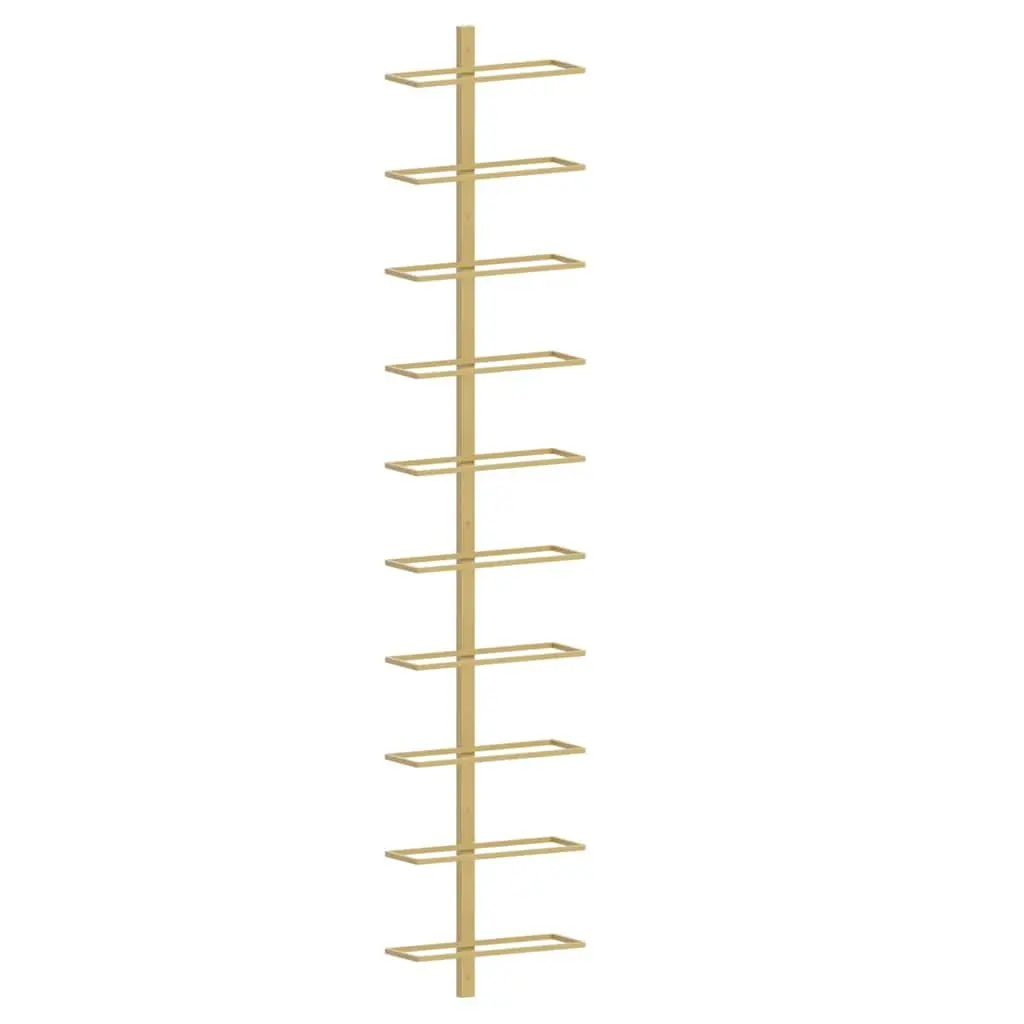 Wall-mounted Wine Rack Gold Metal Storage Organiser for 10 Bottles