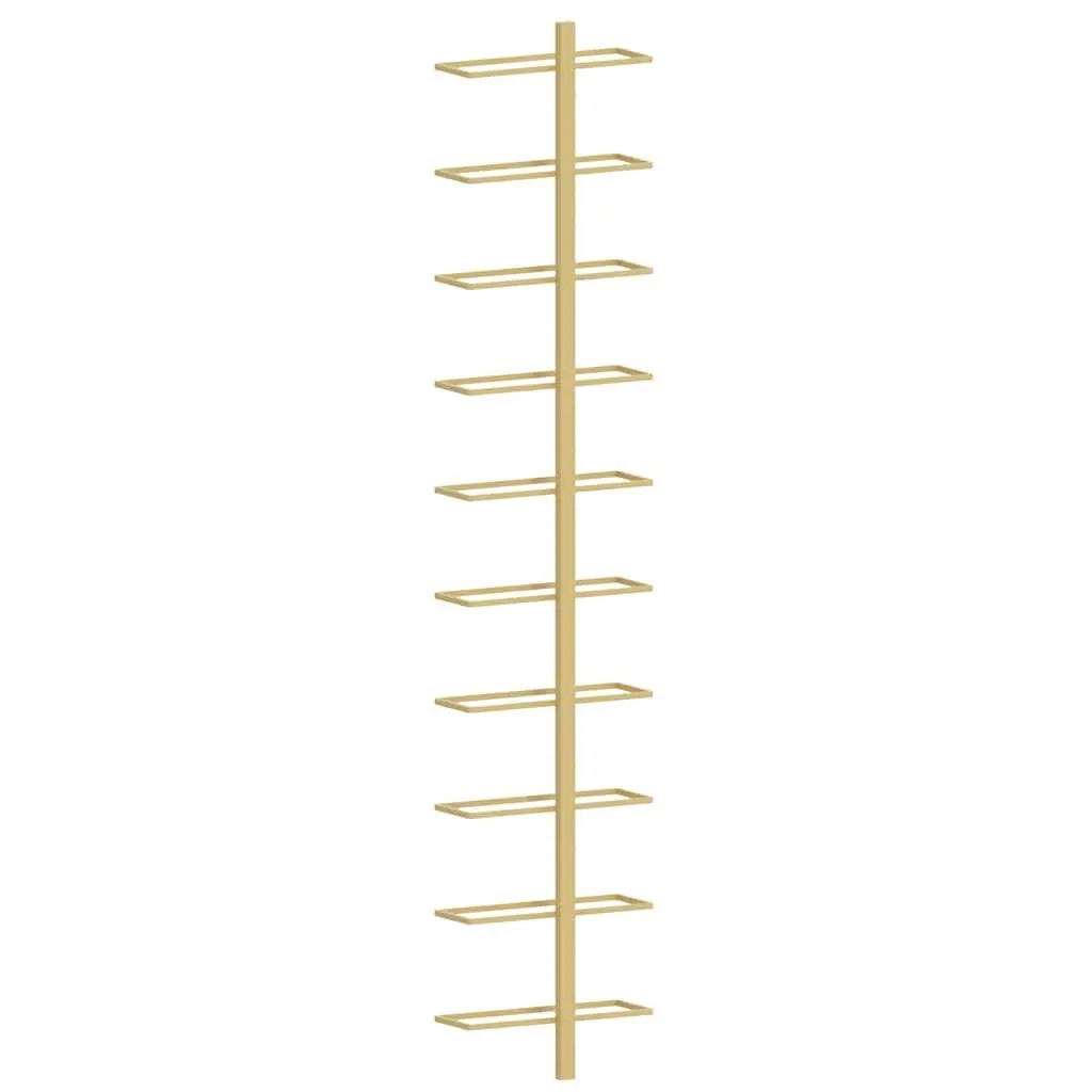 Wall-mounted Wine Rack Gold Metal Storage Organiser for 10 Bottles