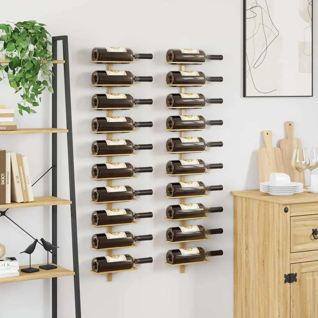 Wall-mounted Wine Rack Gold Metal 10 Bottle Holder