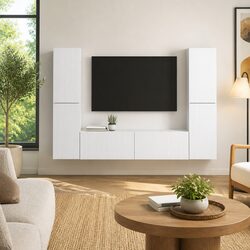 Your New 6-Piece White TV Cabinet Set Awaits You